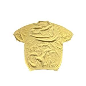 VTG 60s Yellow Thane Ban-Lon Knit Mock Neck Sweater Bullock's Wilshire Medium